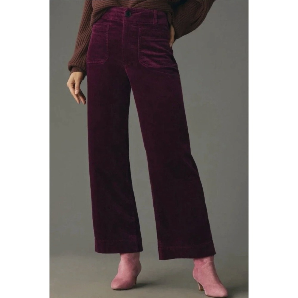 Maeve Womens Corduroy the Colette Cropped Pant Size 25 Purple 70s Festival
